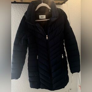 DKNY NWT Ladies Navy Puffer Quilted Coat SZ S/P/CH
